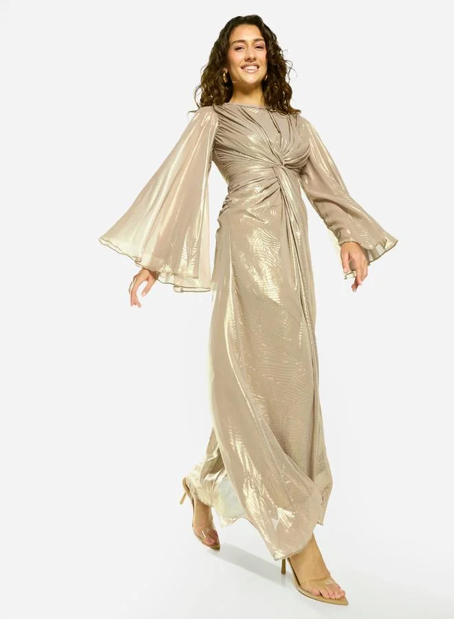 House of Moda Radiant Twist Drape Evening Maxi Dress