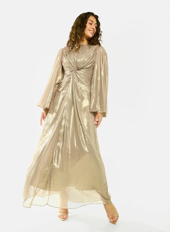 House of Moda Radiant Twist Drape Evening Maxi Dress