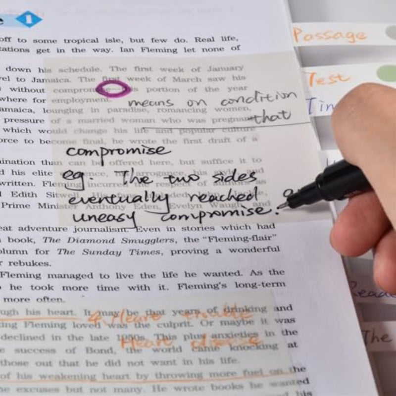 700 ورقة ملاحظات لاصقة شفافة، وسادات مذكرات شفافة مقاومة للماء مقاس 3 × 3 بوصة، وعلامات تبويب فهرس شفافة ذاتية اللصق وقابلة للكتابة لتعليق الكتب واللوازم المكتبية والمدرسية - Image 4