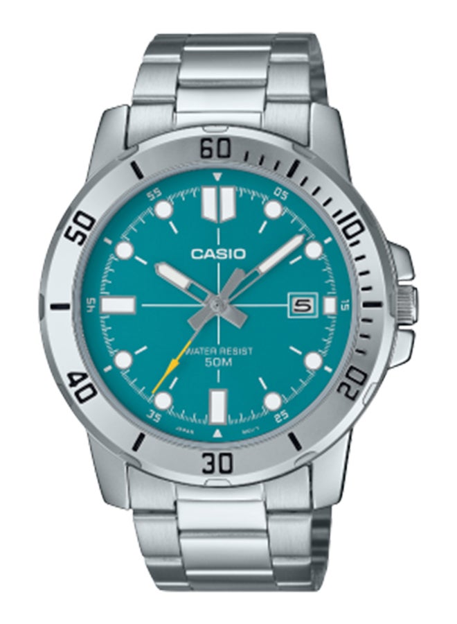 CASIO ساعة يد دائرية الشكل من الراتنج للرجال - MTP-VD01D-3E2VUDF - 45 مم