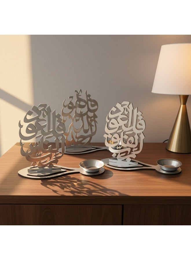 Incense Burner Stand Set of 3 - Silver - Image 3