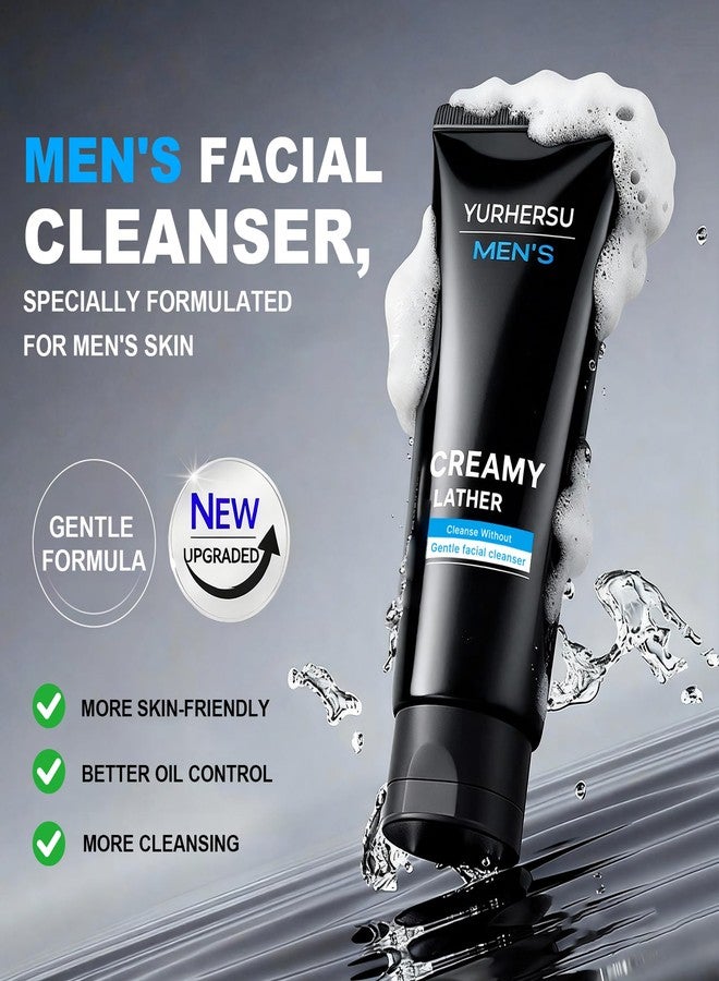 YURHERSU Men's Deep Pore Cleaning Face Wash Facial Cleanser, Moisturizing Gentle Facial Wash Remove Oil & Dirt, Hydrating Cleanser for Oily, Acne-Prone Skin, Daily SkinCare for Body and Face, 3.52oz - Image 3