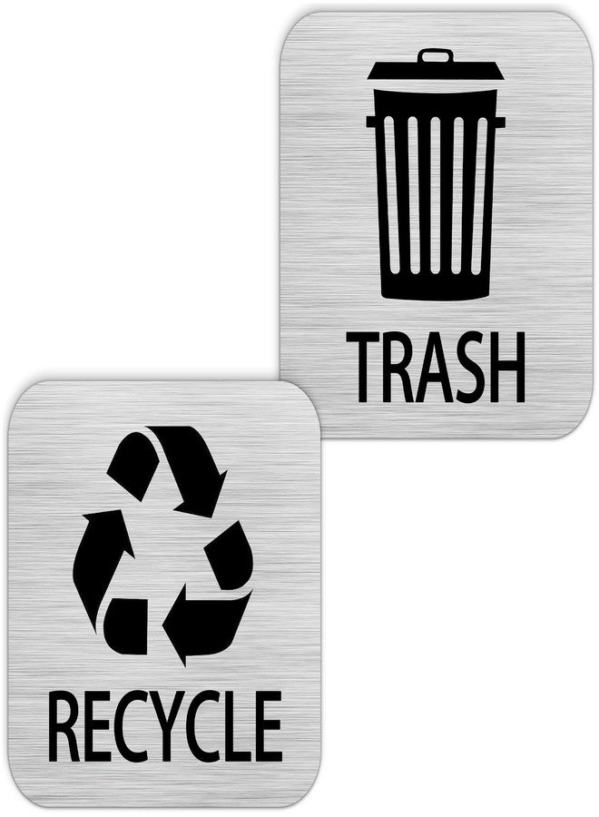 Bueake Recycle and Trash Magnets Sticker for Recycling Bins and Kitchen Cans, 2 Magnetic Sticker Adhesives for Garbage Containers, Outdoor Waste Bin - Image 1