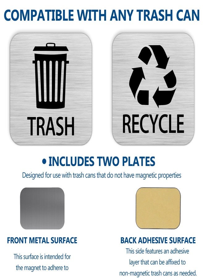Bueake Recycle and Trash Magnets Sticker for Recycling Bins and Kitchen Cans, 2 Magnetic Sticker Adhesives for Garbage Containers, Outdoor Waste Bin - Image 3