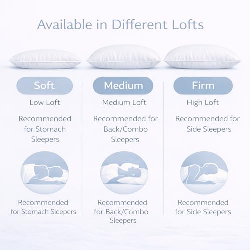Continental Bedding Harmony White Goose Down Pillow 550 Fill Power Firm Loft 100% Cotton 300 Thread Count Shell Queen Size 2 Pack Made in USA - Image 5