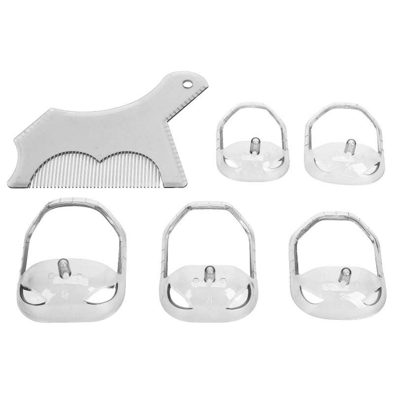 Beard Shaping Styling Tool with Comb 5 Size Beard Shaper Template Mustache Grooming Tool Transparent - Image 1