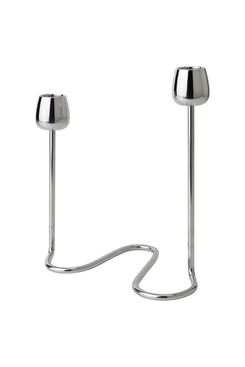 Candlestick for 2 candles, silver-colour, 20 cm - Image 1