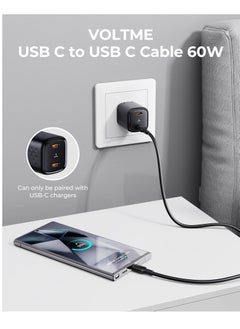 VOLTME 1.2M USB-C to USB-C Charger Cable - 60W (3A) Fast Charging for iPhone 16/16 Pro/16 Pro Max/16 Plus, 15 Series, iPad Mini 6/Pro 2022, MacBook Pro 2020, Samsung Galaxy S24/S23/S22 & All Type-C Devices- Black  - Image 3