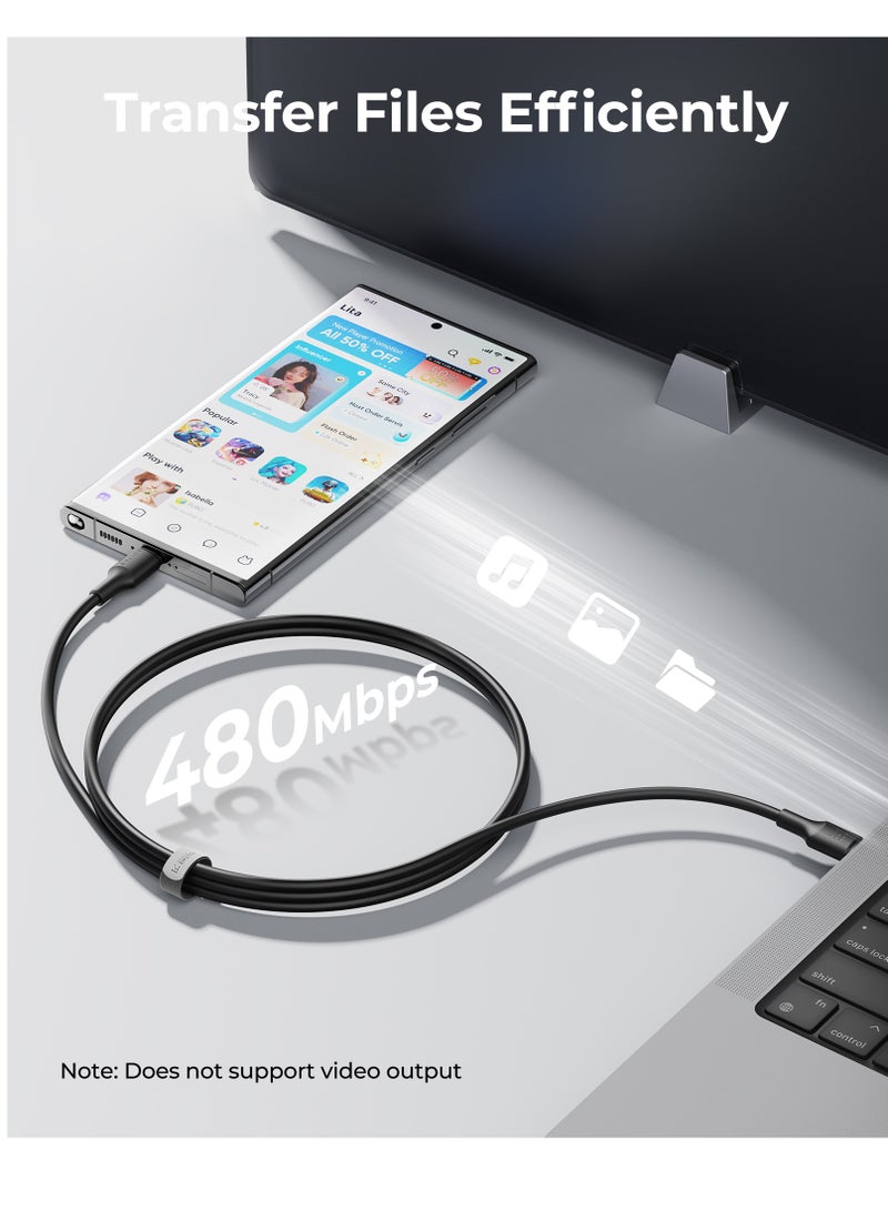 VOLTME 60W (3A) PD Type-C to Type-C Fast Charging Cable, USB-C Power Cord Compatible with iPhone Air, iPhone 17/17 Pro/17 Pro Max, 16/16 Pro/16 Plus, 15 Series, iPad Pro/Air/Mini 6, MacBook Pro/Air, Samsung Galaxy S25/S24/S23 Ultra, Xiaomi, Huawei, Google Pixel, Laptops, Tablets and More (1.2m) - Black - Image 5