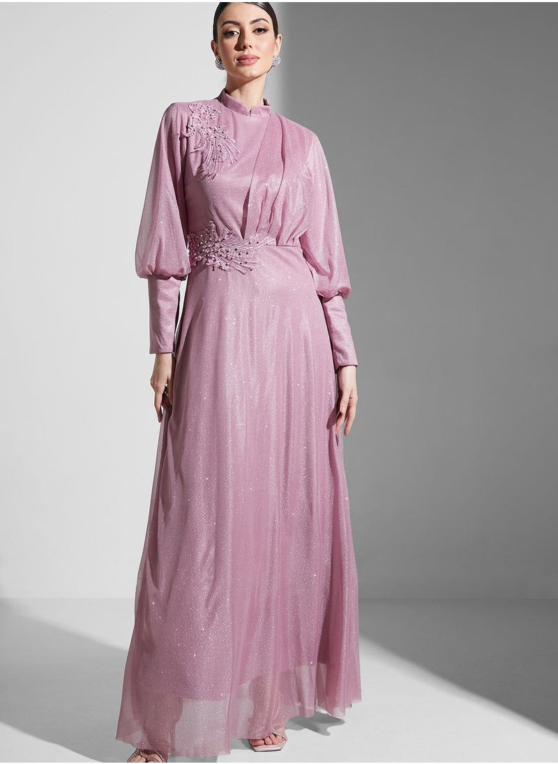 Khizana - Embellished Detail Shimmer Dress - Image 1