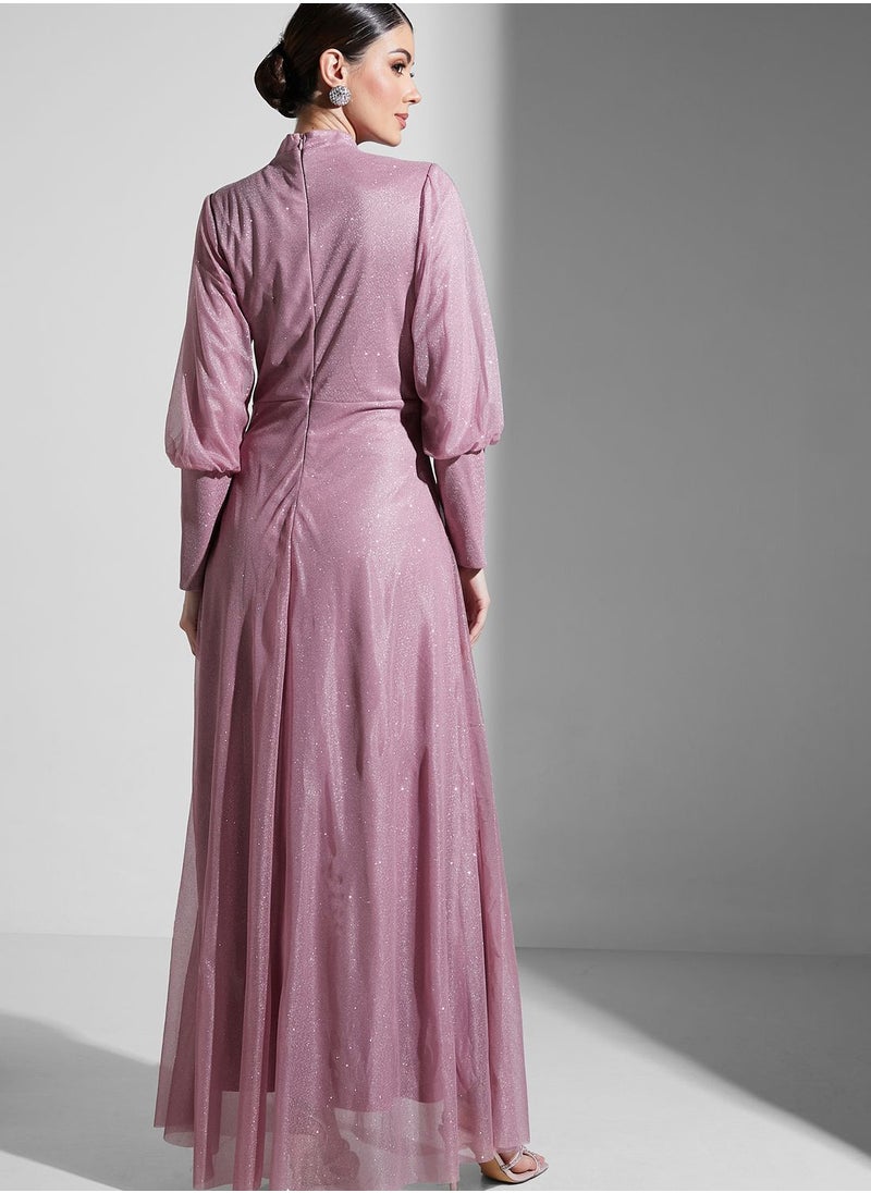 Khizana - Embellished Detail Shimmer Dress - Image 1