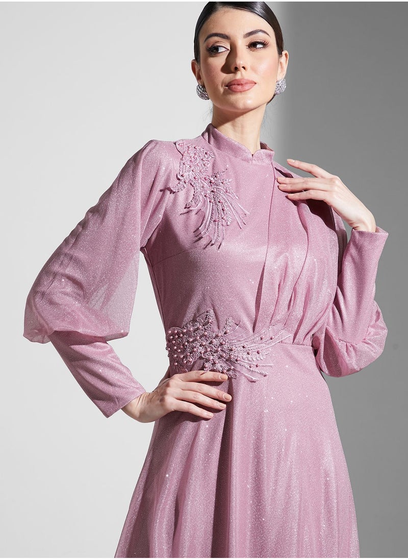 Khizana - Embellished Detail Shimmer Dress - Image 1