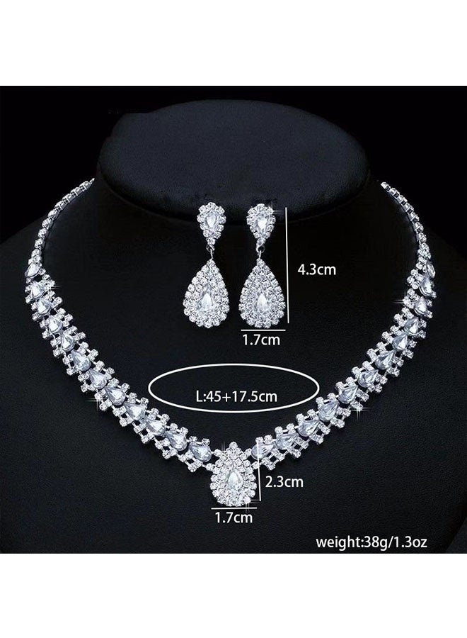 Bridal Wedding Jewelry Set Pearl Crown Necklace Earrings Accessories For Women Wedding - Image 3