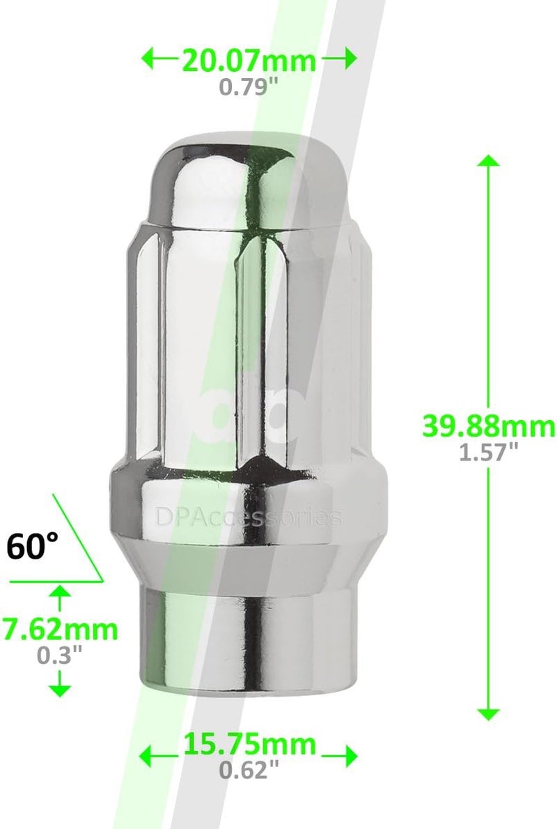 DPAccessories 24 Chrome 12x1.5 Closed End ET Spline Tuner Lug Nuts for Aftermarket Wheels - Image 4