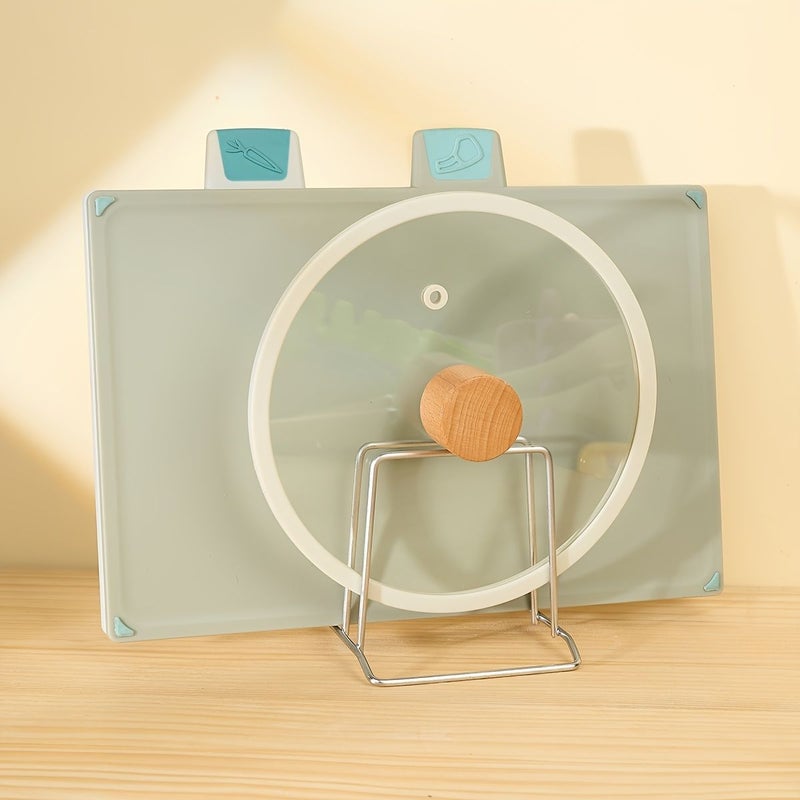 2 Piece Set Kitchen Cabinet Organizer Plate Rack And Cooking Utensil Holder Stainless Steel Strong Durable Rust Proof Easy Clean Storage For Pot Lids Cutting Boards Towels Sponges - Image 2