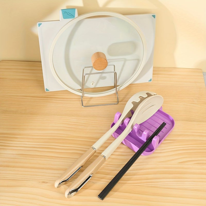 2 Piece Set Kitchen Cabinet Organizer Plate Rack And Cooking Utensil Holder Stainless Steel Strong Durable Rust Proof Easy Clean Storage For Pot Lids Cutting Boards Towels Sponges - Image 1