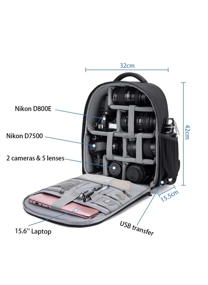 Caden - Camera Backpack Professional DSLR Bag with USB Charging Port Rain Cover Photography Laptop Backpack for Women Men Waterproof Camera Case Compatible for Sony Canon Nikon Lens Tripod Accessories - Image 1