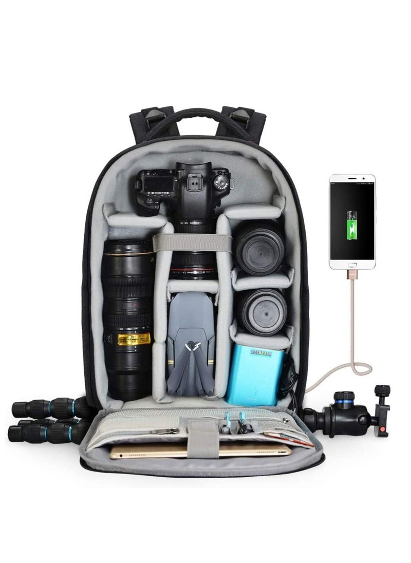 Caden - Camera Backpack Professional DSLR Bag with USB Charging Port Rain Cover Photography Laptop Backpack for Women Men Waterproof Camera Case Compatible for Sony Canon Nikon Lens Tripod Accessories - Image 1