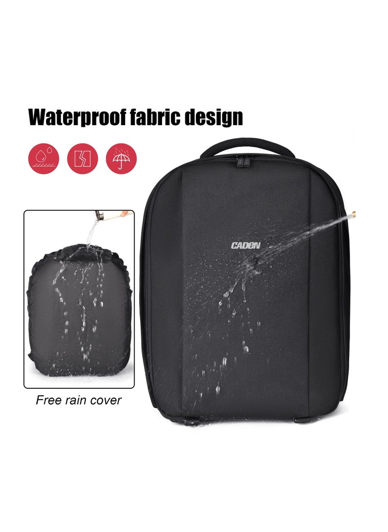 Caden - Camera Backpack Professional DSLR Bag with USB Charging Port Rain Cover Photography Laptop Backpack for Women Men Waterproof Camera Case Compatible for Sony Canon Nikon Lens Tripod Accessories - Image 1