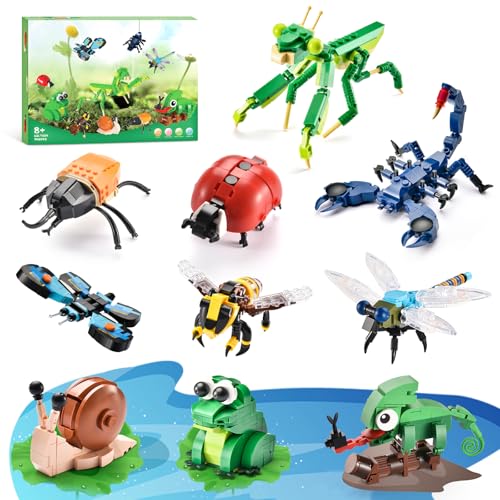 BNG Insects Collection Building Set for Kids, 10 Packs Bug Building Kit, Animals Insect Reptiles Toys Blocks Set, Party Favors Ideal Gift for Boys Girls 6 8 10 12+ (946PCS) - Image 1