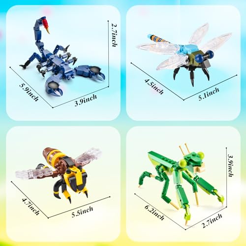 BNG Insects Collection Building Set for Kids, 10 Packs Bug Building Kit, Animals Insect Reptiles Toys Blocks Set, Party Favors Ideal Gift for Boys Girls 6 8 10 12+ (946PCS) - Image 4