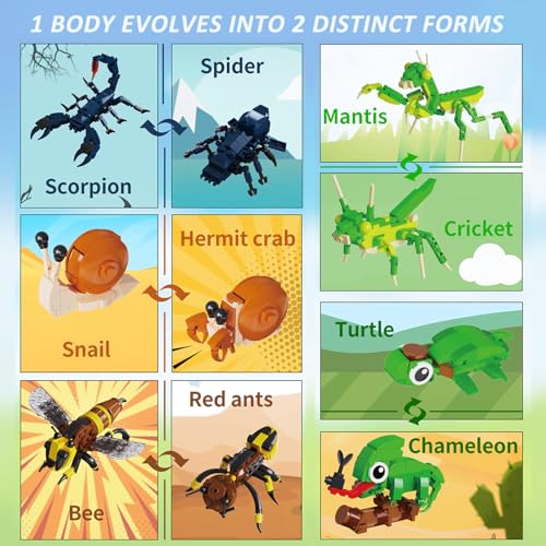 BNG Insects Collection Building Set for Kids, 10 Packs Bug Building Kit, Animals Insect Reptiles Toys Blocks Set, Party Favors Ideal Gift for Boys Girls 6 8 10 12+ (946PCS) - Image 3