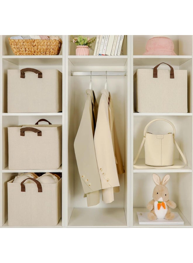 eBasket (3 pieces) Oxford storage box for organizing clothes, towels and bedding, foldable, size 44*30*20 cm (beige color) - Image 4