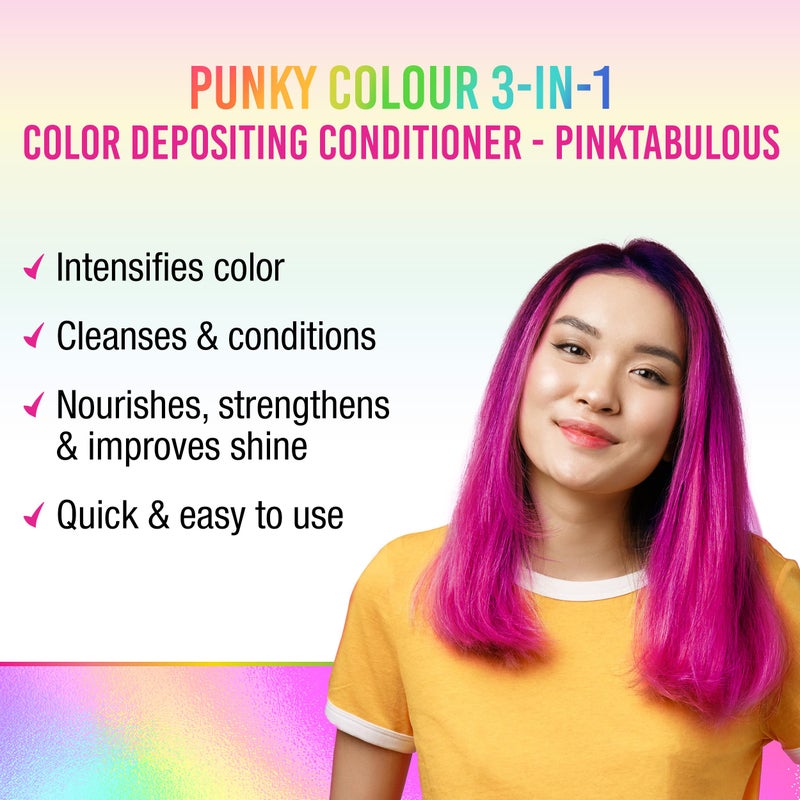 Punky Colour 3-in-1 Color Depositing Hair Cleanser & Conditioner, 8.5 fl oz. (Pinktabulous) - Image 1