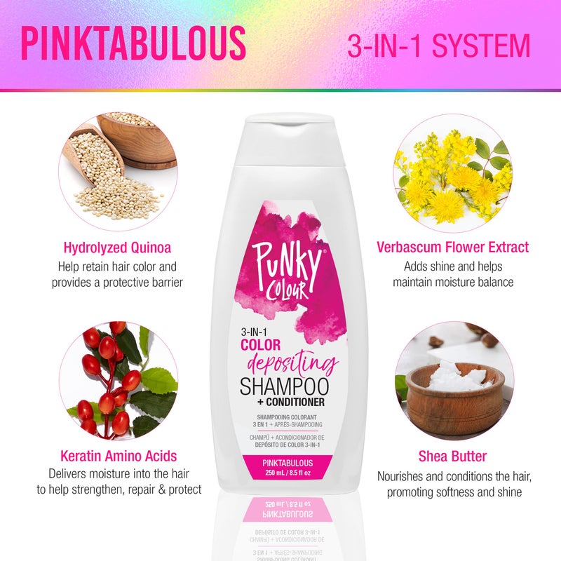 Punky Colour 3-in-1 Color Depositing Hair Cleanser & Conditioner, 8.5 fl oz. (Pinktabulous) - Image 2