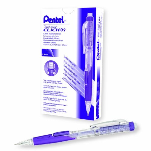 Pentel قلم رصاص ميكانيكي بنتل توست-إيراس كليك (0.9 مم) بألوان برميل بنفسجي متنوعة، قد يختلف اللون، علبة من 12 (PD279TV) - Image 3