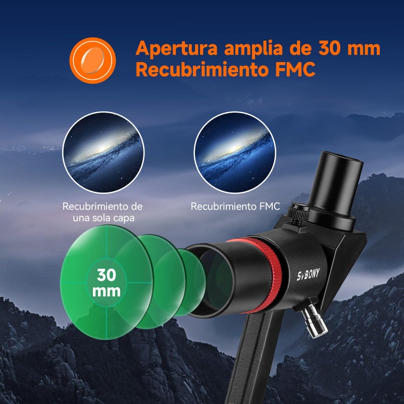 SVBONY SV182 Finderscope, Right-Angle Correct-Image Optical Finder, 6x30 Finder Scope for Astronomy Telescope, with Crosshair and Bracket - Image 2