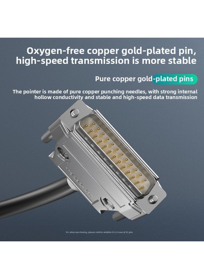 Generic - DB25 Connection Line Metal Shell Extension Line Male-to-male-to-female-to-female 25-pin Data Line 25-pin Parallel Line-Color:Metal DB25-mother To Mother-Length:3 M - Image 1