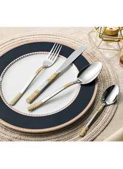 Lion 24-Piece Stainless Steel Cutlery Set Silver/Gold, Service for 6  - Image 1