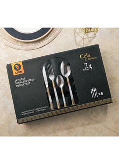 Lion 24-Piece Stainless Steel Cutlery Set Silver/Gold, Service for 6  - Image 2