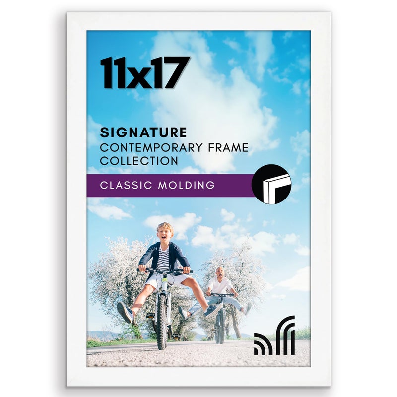 Americanflat 11x17 Picture Frame with ShatterResistant Glass  Signature Collection  GalleryStyle Frames Made of Engineered Wood  Photo Frame for Wall Display  White