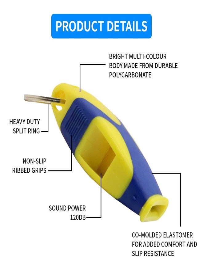 برو بيروس صفارة بروبيروس® قطعتين عالية الصوت لمدرب رياضي، صفارات رياضية مع حبل، صفارة لمدرب كرة القدم، حكم الملاكمة (أسود وأصفر) - Image 3