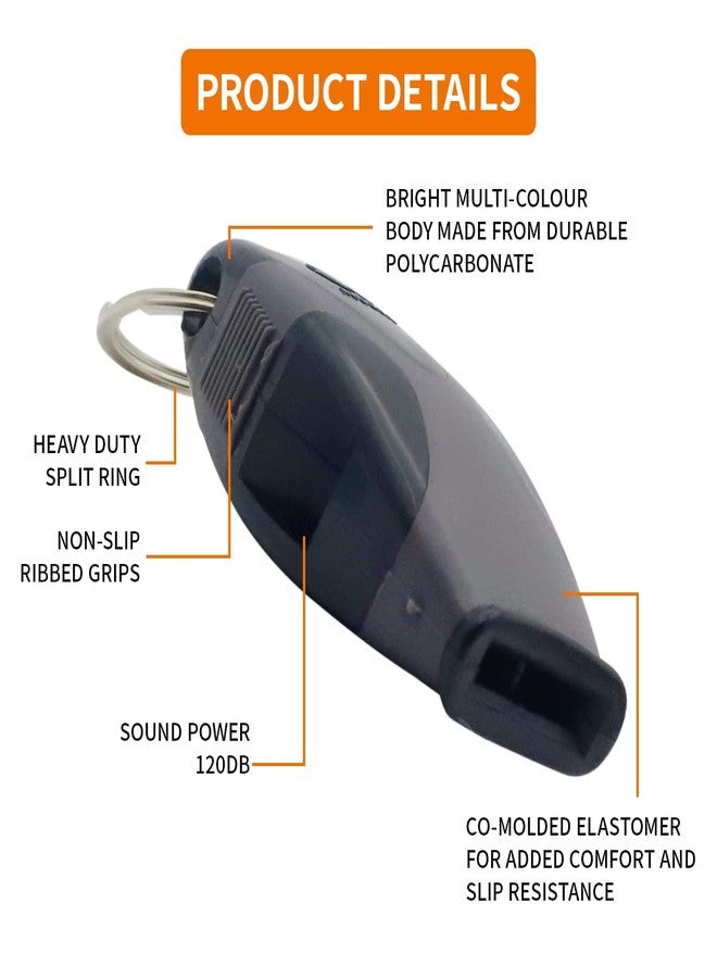 برو بيروس صفارة بروبيروس® قطعتين عالية الصوت لمدرب رياضي، صفارات رياضية مع حبل، صفارة لمدرب كرة القدم، حكم الملاكمة (أسود وأصفر) - Image 2