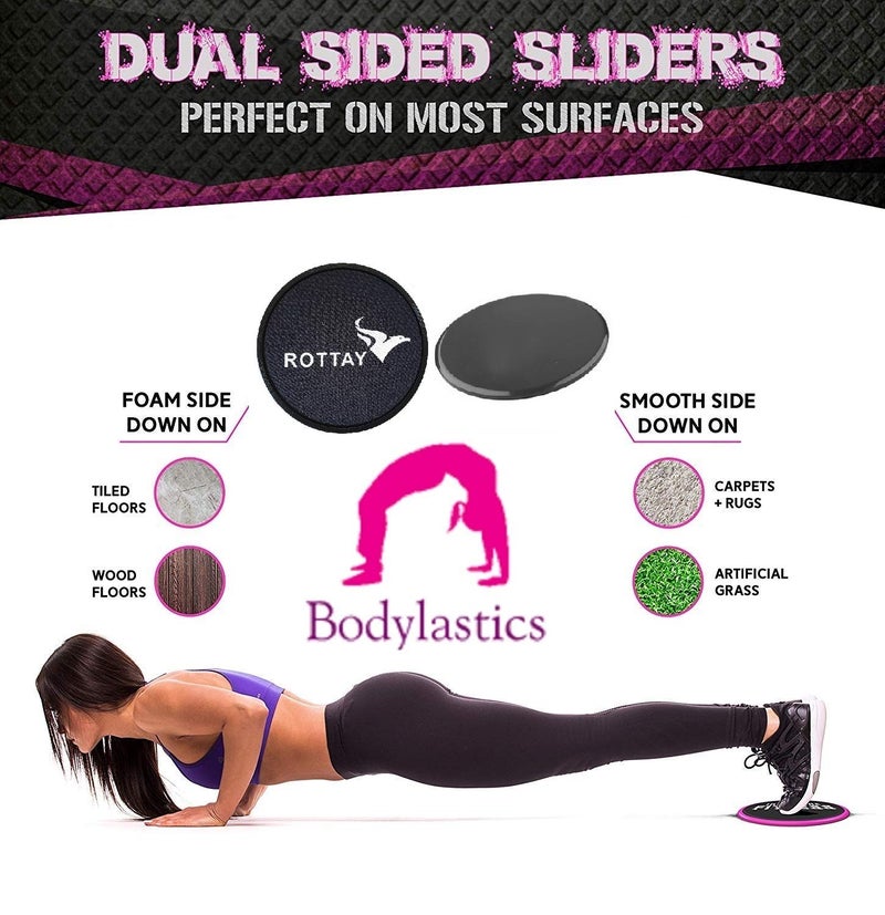 ROTTAY 5 Resistance Loop Bands & 2 ABS Workout Core Sliders for Squats, Stretching, Strength Training Exercises, Hips, Glutes with Storage Bag(Material: Natural Rubber) - Image 4