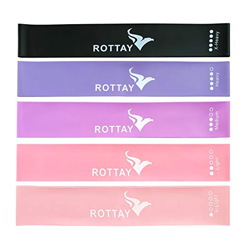 ROTTAY 5 Resistance Loop Bands & 2 ABS Workout Core Sliders for Squats, Stretching, Strength Training Exercises, Hips, Glutes with Storage Bag(Material: Natural Rubber) - Image 2