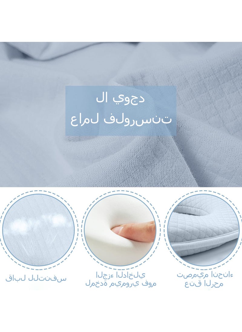 بيوينتي Memory Foam Baby Travel Pillow, Portable Cute Cartoon Bear Soft and Cozy Pillow, Breathable Bedding Set for Infants for Small Boys and Girls Prevent Flat Head  - Image 3