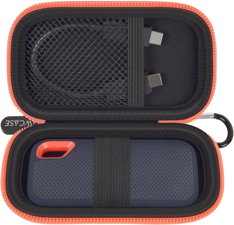 GWCASE Hard Case Compatible with SanDisk 1TB 2TB 4TB 500GB 8TB Extreme Portable SSD - Up to 1050MB/s - External Solid State Drive. Carrying Travel Holder for USB Cables -Black and Orange Zipper (Bag Only) - Image 1