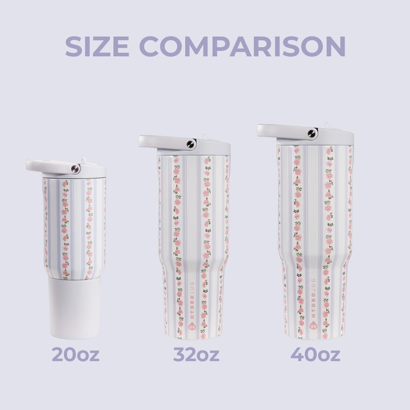 HydroJug Sport - Stainless Steel Tumbler with Straw, Vacuum Insulated, 32oz Leakproof Water Bottle, Ergonomic Design, Reusable, Dishwasher Safe, Rubber Base, Durable for Gym or Outdoors, Primrose - Image 4