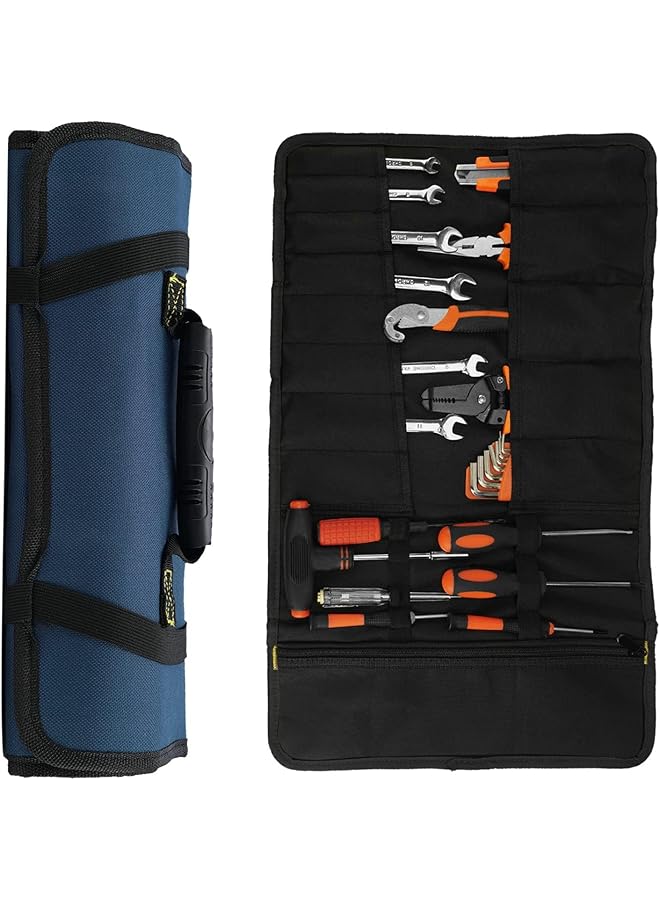 PROMASS promass 13 Pockets Tool Roll Wrench Roll Pouch, Tarp Wrench Roll Organizer, Portable Tool Pouch for Electrician, Plumber, Carpenter, or Mechanic  - Image 1