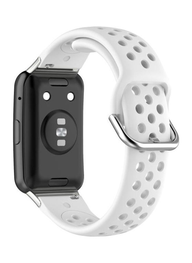 NIBEMINENT Sport Style Silicone Solid Color Replacement Strap For Huawei Watch Fit 18mm White - Image 5