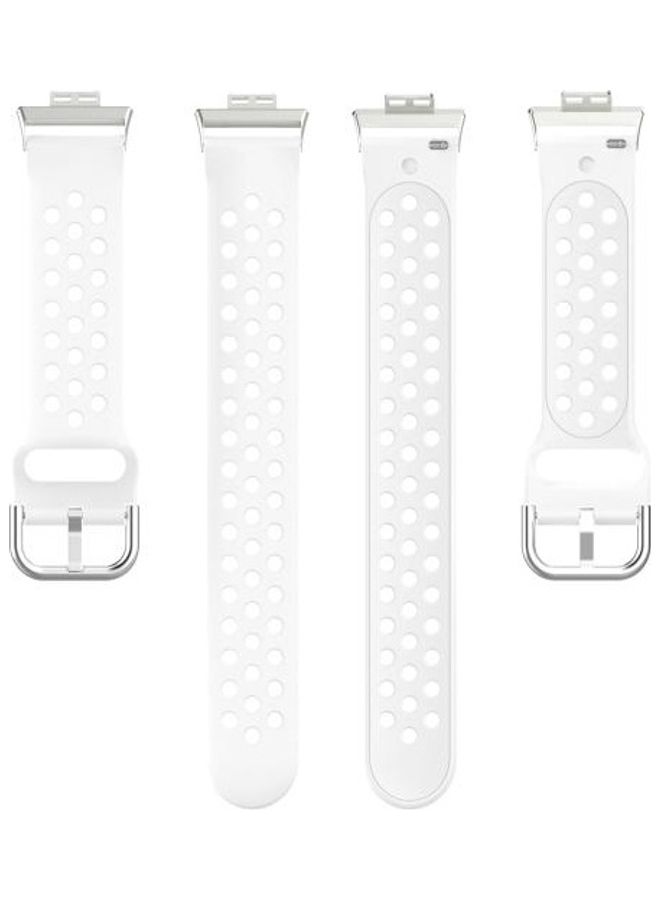 NIBEMINENT Sport Style Silicone Solid Color Replacement Strap For Huawei Watch Fit 18mm White - Image 3