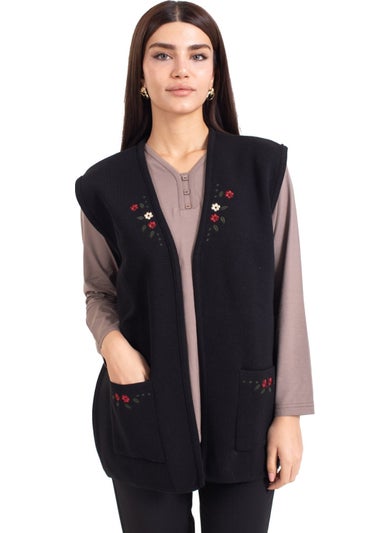 Women Middle Age and Above Knitwear Knit Buttonless Cross Stitch Pattern Embroidered Mother Vest 310-BLACK - pzsku/ZABB3FF25D9FFAD92D8AEZ/45/_/1733941084/7019502f-0921-4b8a-83f6-f005ee658e1d