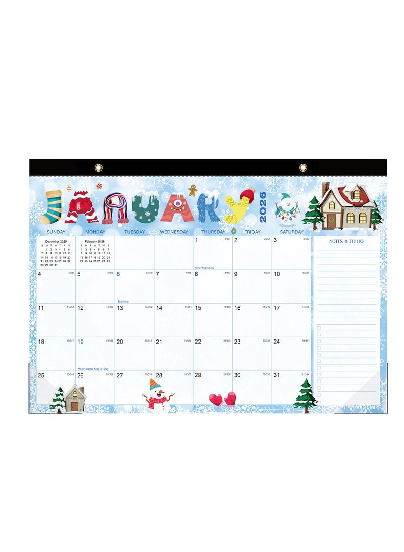 Wall Calendar 2026, from January to June 2027, 18 Months Hanging Monthly Calendar 2026-2027 with Julian Date, Thick Paper, Perfect for Organizing, Festival Style - Image 1