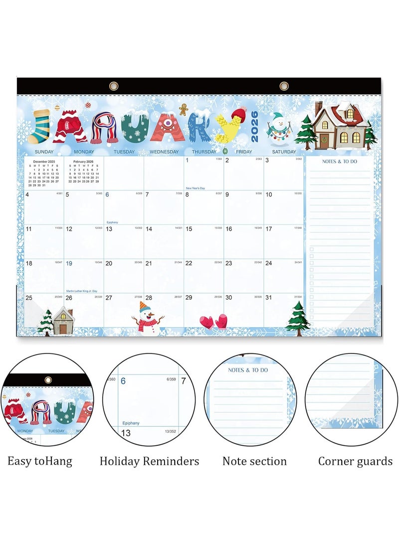 Wall Calendar 2026, from January to June 2027, 18 Months Hanging Monthly Calendar 2026-2027 with Julian Date, Thick Paper, Perfect for Organizing, Festival Style - Image 3