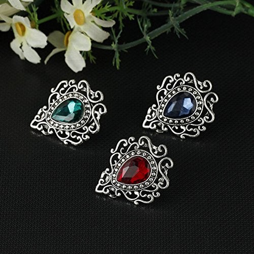 MINGHUA Retro Hollow Flower Waterdrop Gemstone Brooch for Women (Green) - Image 3