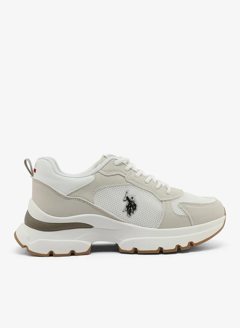 يو اس بولو اسن حذاء رياضي نسائي أبيض مريح بنعل خفيف